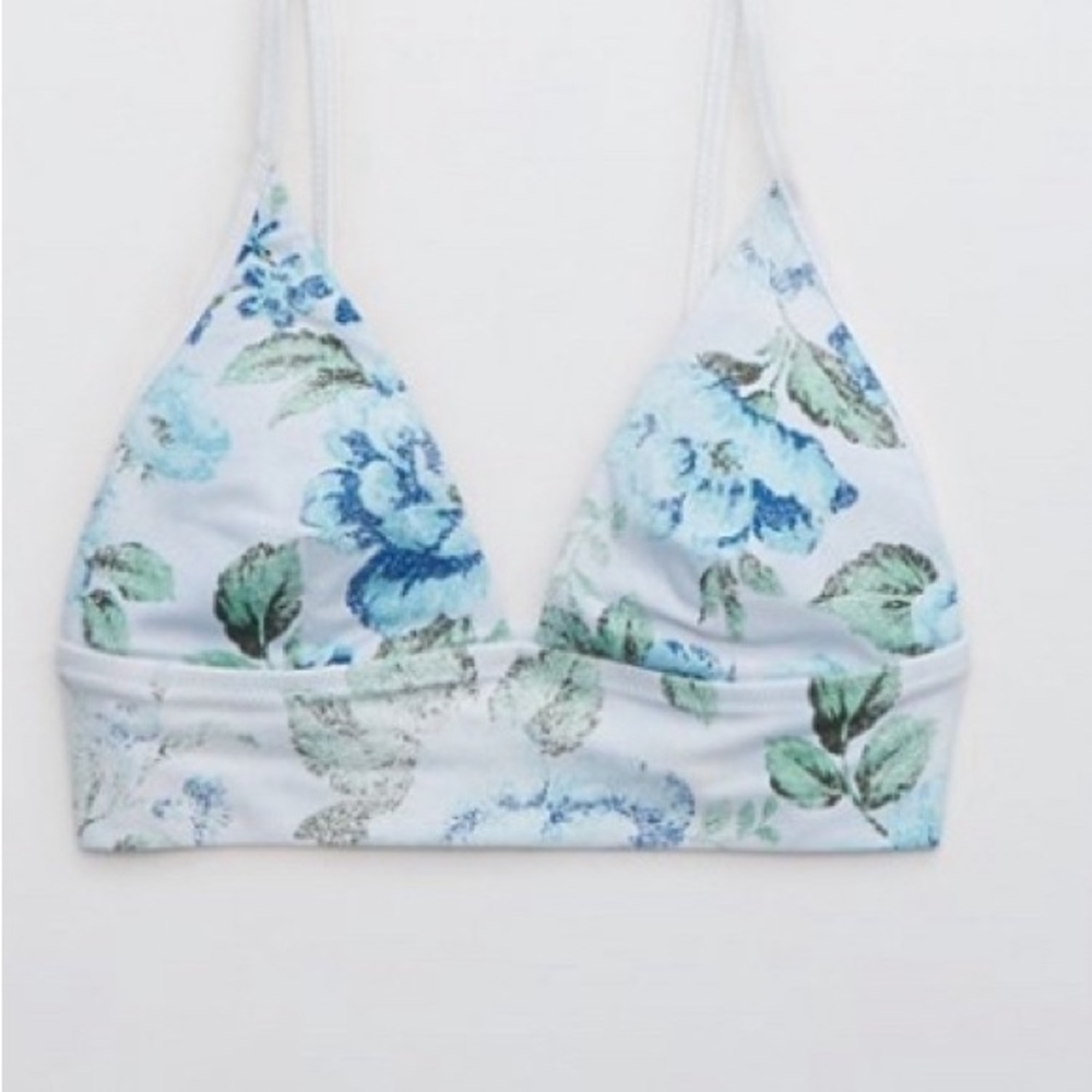 BNWT LARGE AERIE Printed Longline Triangle Bikini Top